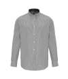 PR238 Premier Long Sleeve Striped Oxford Shirt White / Grey colour image